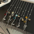 Light Luxury Alloy Crystal Heart Geometric Pendant Tassel Sweater Necklace For Women view 1