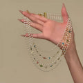 Light Luxury Colorful Faux Pearl Crystal Round Beaded Multi Layer Choker Necklace For Women view 4