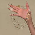 Light Luxury Colorful Faux Pearl Crystal Round Beaded Multi Layer Choker Necklace For Women view 2