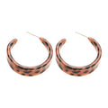 Vintage Maillard Acrylic Leopard Print Geometric Round C Shape Stud Earrings view 5
