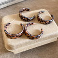 Vintage Maillard Acrylic Leopard Print Geometric Round C Shape Stud Earrings view 3