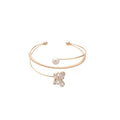 Sparkling Zircon Three Layer Flower Pearl Copper Open Bangle French Palace Light Luxury Style view 5