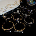 Sparkling Zircon Three Layer Flower Pearl Copper Open Bangle French Palace Light Luxury Style view 3