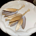 Vintage Court Style Feather Round Tassel Drop Earrings For Women With Silver Needle Posts view 2