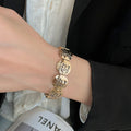 Alloy Metallic Round Letter Geometric Elastic Rope Bangle For Women Fashion Jewelry view 3