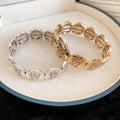 Alloy Metallic Round Letter Geometric Elastic Rope Bangle For Women Fashion Jewelry view 2