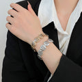 Alloy Metallic Round Letter Geometric Elastic Rope Bangle For Women Fashion Jewelry view 1