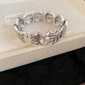Alloy Metallic Round Letter Geometric Elastic Rope Bangle For Women Fashion Jewelry view 4