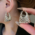 Glossy Iron Heart Oval Hollow Pendant Drop Earrings European American Fashion Ear Jewelry view 4