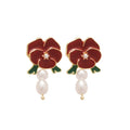 Light Luxury Alloy Bow Rose Flower Pearl Pendant Drop Earrings For Women view 5