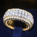 Women's Two Tone Ring With Full Micro Pave Rhinestones Luxury Fashion Jewelry Accessory view 2