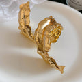 European Style Alloy Wrinkled Leaf Open Cuff Arm Bangle Fashion Statement Bracelet view 4