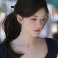 Light Luxury Copper Zircon Round Pendant Necklace For Women Elegant Geometric Collarbone Chain view 3