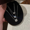 Light Luxury Copper Zircon Round Pendant Necklace For Women Elegant Geometric Collarbone Chain view 4