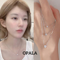 Light Luxury Copper Zircon Round Pendant Necklace For Women Elegant Geometric Collarbone Chain view 1