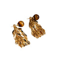 Light Luxury Resin Ball Leaf Tassel Drop Earrings With Silver Pins Vintage Two Way Stud Design view 5