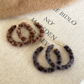 Vintage Maillard Leopard Print Faux Horsehair Geometric Round Hoop Earrings With Silver Pins For Women view 4