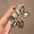 Style Acrylic Irregular Leaf Stud Earrings With Silver Needle Pins And Wrinkled Texture For Women view 2