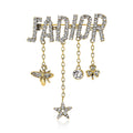 Gold Alloy Letter Tassel Brooch Pin With Anti Exposure Chain view 1