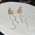 Luxury Copper Zircon Butterfly Hollow Flower Tassel Clip-on Earrings for Non-Pierced Ears view 2