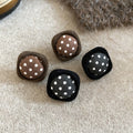 Fabric Flower Polka Dot Diamond Stud Earrings With Silver Needle Vintage Maillard Style Women's Ear Jewelry view 3