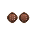 Fabric Flower Polka Dot Diamond Stud Earrings With Silver Needle Vintage Maillard Style Women's Ear Jewelry view 5