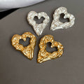 Light Luxury Metal Irregular Geometric Heart Stud Earrings With Steel Pins For Women view 4