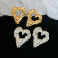 Light Luxury Metal Irregular Geometric Heart Stud Earrings With Steel Pins For Women view 2