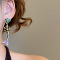 Enamel Carp Fish Faux Pearl Pendant Drop Earrings With Silver Pins Unique Fashion Jewelry view 4