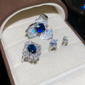Luxury Copper Zircon Flower Waterdrop U-Shaped Ring For Women Court Style Statement Jewelry view 2