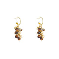 French Vintage Gold Alloy Hoop Dangle With Tiger Eye Beaded Cluster Elegant Maillard Style Earrings view 5