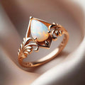 Leaf Waterdrop Faux Opal Ring For Women Wheat Ear Triangle Geometric Jewelry view 1