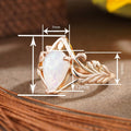 Leaf Waterdrop Faux Opal Ring For Women Wheat Ear Triangle Geometric Jewelry view 4