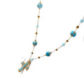 Vacation Style Stainless Steel Stone Bead Cross Pendant Sweater Necklace For Women view 5