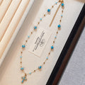 Vacation Style Stainless Steel Stone Bead Cross Pendant Sweater Necklace For Women view 4
