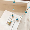 Vacation Style Stainless Steel Stone Bead Cross Pendant Sweater Necklace For Women view 2