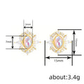 Glossy Faux Moonstone Stud Earrings For Women, Marquise Oval Geometric Palace Style Accessories view 4