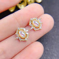 Glossy Faux Moonstone Stud Earrings For Women, Marquise Oval Geometric Palace Style Accessories view 3