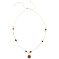18K Gold Plated Tiger Eye Beaded Round Pendant Sweater Necklace Vintage Maillard Style view 5