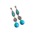 Vintage Ethnic Stone Flower Ball Teardrop Pendant Drop Earrings For Women view 5