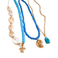 3 Piece Vacation Style Seed Bead Conch And Turtle Choker Necklace Jewelry Set view 5