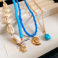 3 Piece Vacation Style Seed Bead Conch And Turtle Choker Necklace Jewelry Set view 4