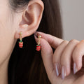 Cute Korean Style Enamel Strawberry Tassel Drop Alloy Gold Plated Sweet Girl Fruit Dangle Earrings view 1