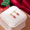 Cute Korean Style Enamel Strawberry Tassel Drop Alloy Gold Plated Sweet Girl Fruit Dangle Earrings view 3