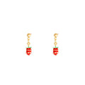 Cute Korean Style Enamel Strawberry Tassel Drop Alloy Gold Plated Sweet Girl Fruit Dangle Earrings view 5