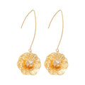 18K Gold Plated Copper Zircon Flower Threader Drop Earrings, Light Luxury European Style view 5