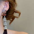 Vintage Ethnic Wood Square Hollow Tassel Drop Earrings With Silver Needle Geometric Design view 3
