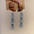 Vintage Ethnic Wood Square Hollow Tassel Drop Earrings With Silver Needle Geometric Design view 2