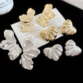 Acrylic Textured Heart Leaf Pendant Drop Earrings With Silver Needle Metallic Western Style view 1
