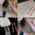 Light Luxury Alloy Rhinestone Flower 2026 Number Tassel Drop Earrings With Silver Pins view 1
